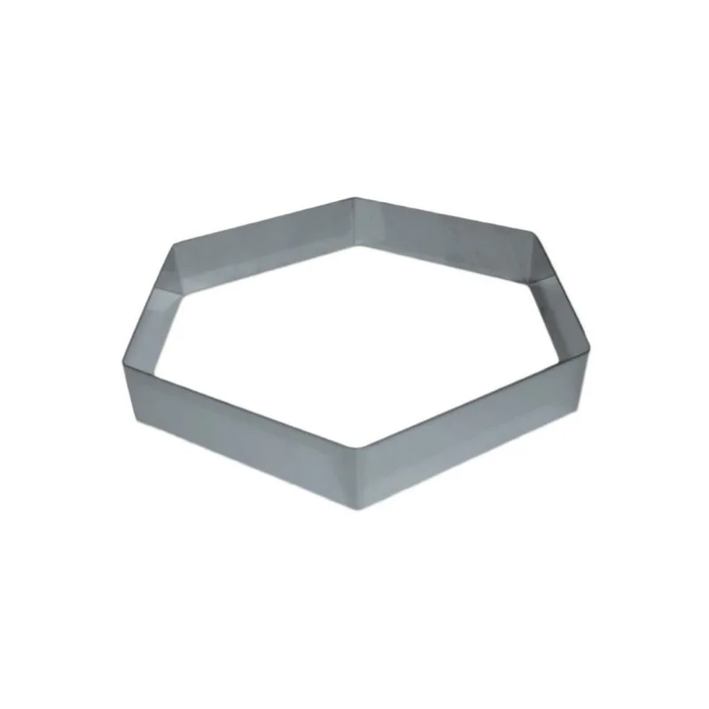 Professional Stainless Steel Hexagonal Mousse Ring - Ø 220 mm x h 45 mm Professional Stainless Steel Hexagonal Mousse Ring - Ø 220 mm x h 45 mm