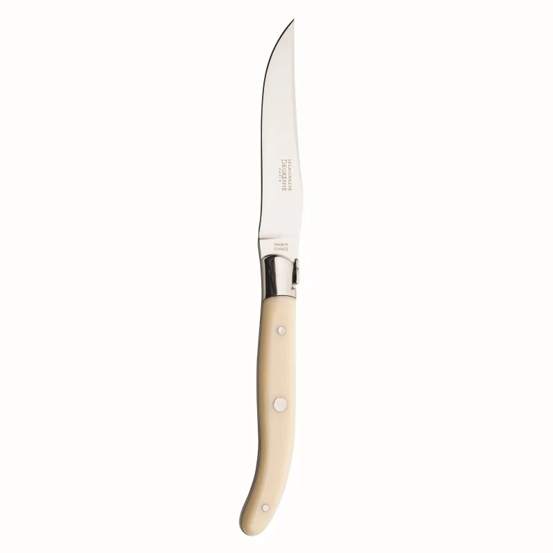 Degrenne Laguiole Stainless Steel Laguiole Steak Knife Ivory Color Steel Bolster 230 mm - 9 ''1/16 - Pack of 6 Degrenne Laguiole Stainless Steel Laguiole Steak Knife Ivory Color Steel Bolster 230 mm - 9 ''1/16 - Pack of 6