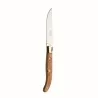 Degrenne Laguiole Stainless Steel Laguiole Steak Knife Olive Wood Brass Bolster 230 mm - 9 ''1/16 - Pack of 6