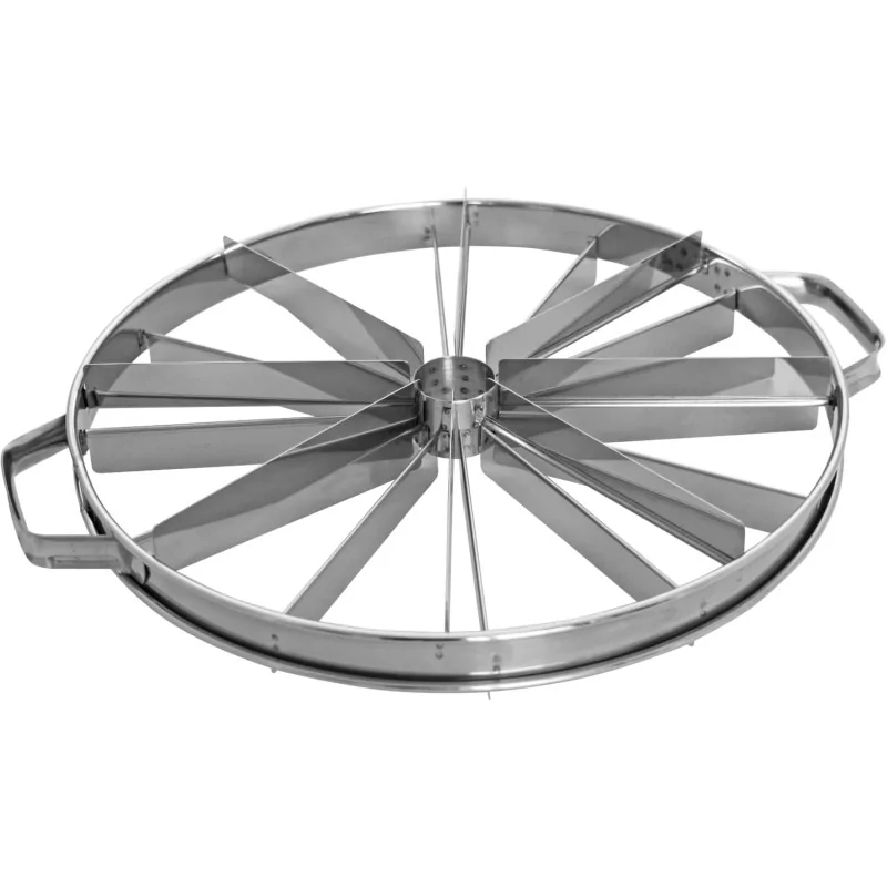 Stainless Steel Double-Sided Cake Cutting Divider with 2 Side Handles - 8/12 Slices - 330mm diameter x h 55 mm Stainless Steel Double-Sided Cake Cutting Divider with 2 Side Handles - 8/12 Slices - 330mm diameter x h 55 mm