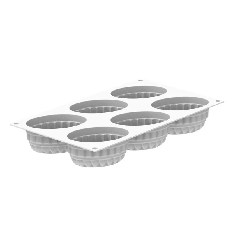 Silikomart Professional Pleincoeur Oval 145 Single Portion Pastry Mold - 124 mm x 84 mm x h 43 mm - 145ml - 6 cavity Silikomart Professional Pleincoeur Oval 145 Single Portion Pastry Mold - 124 mm x 84 mm x h 43 mm - 145ml - 6 cavity