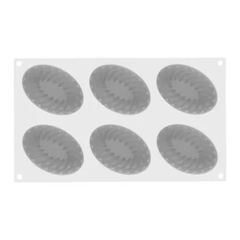 Silikomart Professional Pleincoeur Oval 145 Single Portion Pastry Mold - 124 mm x 84 mm x h 43 mm - 145ml - 6 cavity