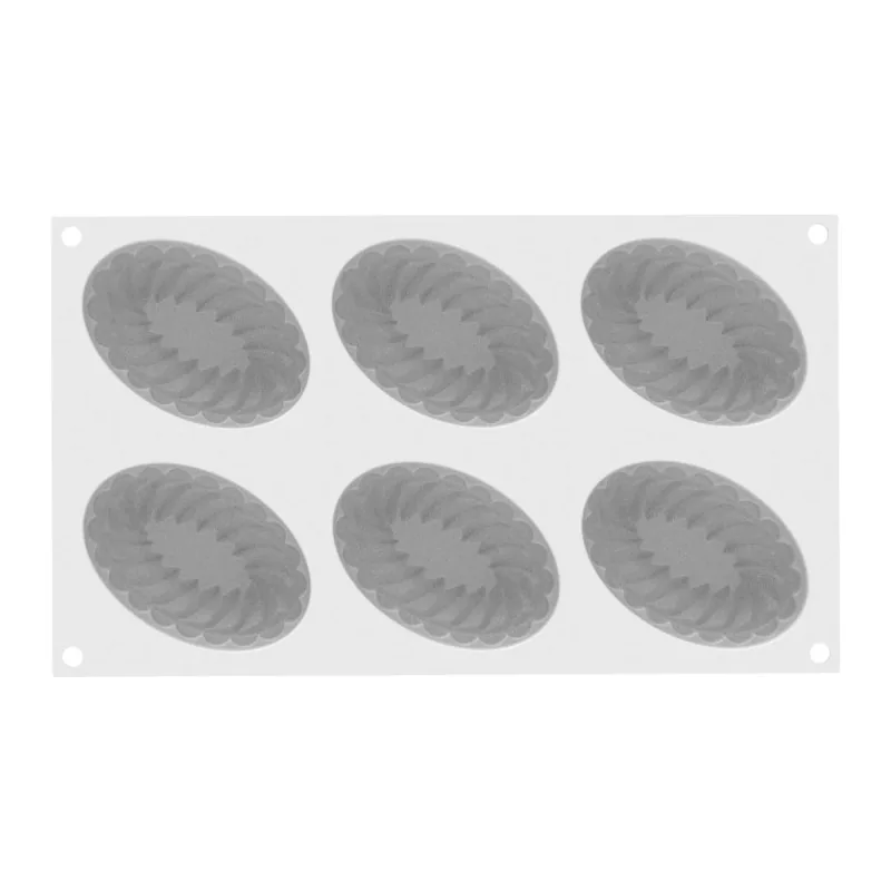 Silikomart Professional Pleincoeur Oval 145 Single Portion Pastry Mold - 124 mm x 84 mm x h 43 mm - 145ml - 6 cavity Silikomart Professional Pleincoeur Oval 145 Single Portion Pastry Mold - 124 mm x 84 mm x h 43 mm - 145ml - 6 cavity
