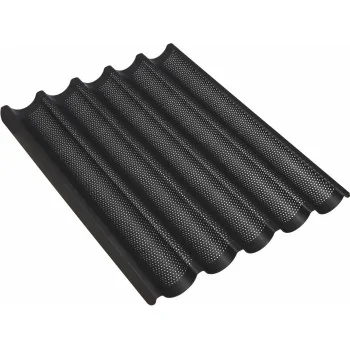 Non-Stick Perforated 5 Indent Baguette Baking Tray - 400 mm x 600 mm