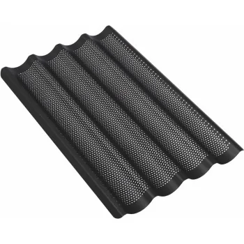Non-Stick Perforated 4 Indent Baguette Baking Tray - 325 mm x 530 mm