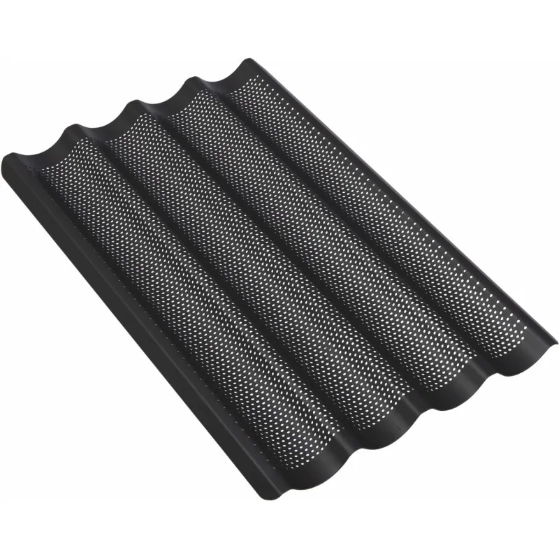Non-Stick Perforated 4 Indent Baguette Baking Tray - 325 mm x 530 mm