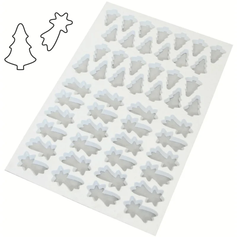Plastic Fir Trees and Comets Cutting Sheet - 80 / 66 mm - 50 indents Plastic Fir Trees and Comets Cutting Sheet - 80 / 66 mm - 50 indents