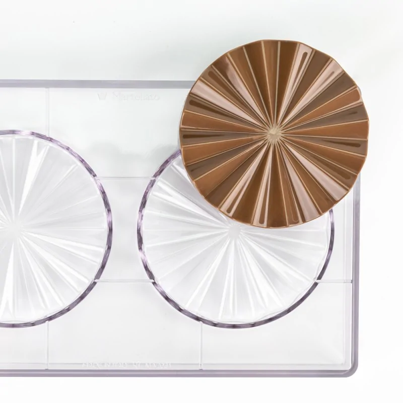 Polycarbonate Plissé Chocolate Tablet Mold - ø 110 mm x h 12 mm - 2 cavity - 95gr