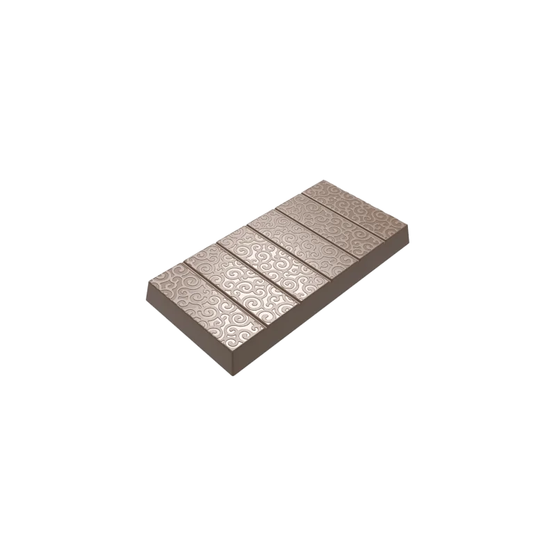 Thermoformed Polycarbonate Chocolate Tablet Mold - Dubai - 157 mm x 78 mm x 15.5 mm - 210 gr - 3 cavities