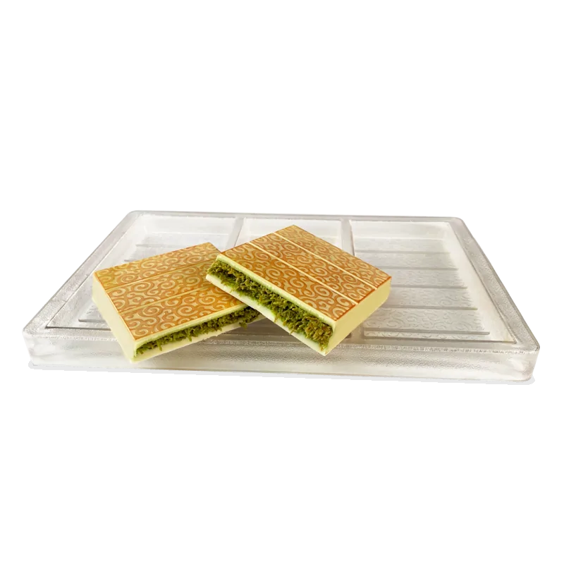 Thermoformed Polycarbonate Chocolate Tablet Mold - Dubai - 157 mm x 78 mm x 15.5 mm - 210 gr - 3 cavities