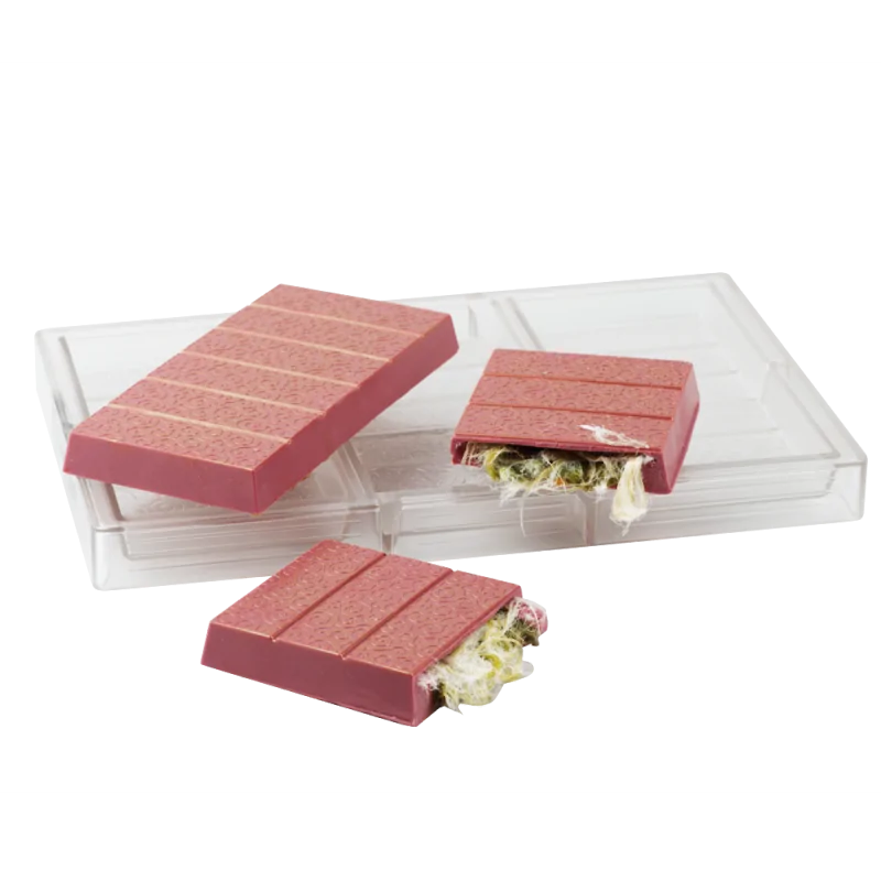 Thermoformed Polycarbonate Chocolate Tablet Mold - Dubai - 157 mm x 78 mm x 15.5 mm - 210 gr - 3 cavities