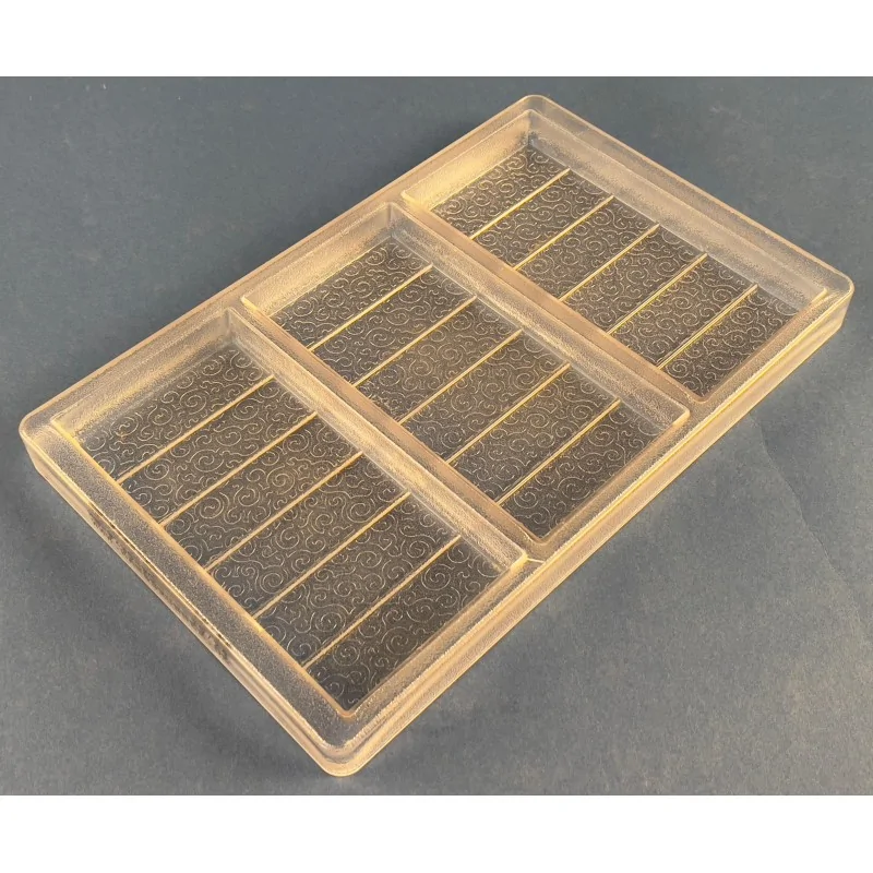 Thermoformed Polycarbonate Chocolate Tablet Mold - Dubai - 157 mm x 78 mm x 15.5 mm - 210 gr - 3 cavities