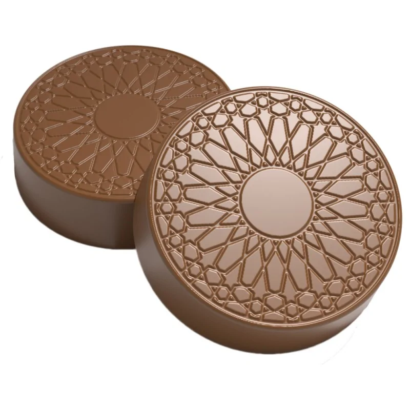 Thermoformed Polycarbonate Chocolate Tablet Mold - Dubai Disc - Ø55 mm x 15 mm - 40 gr - 8 cavities