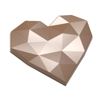 Thermoformed Polycarbonate Chocolate Tablet Mold - Brilliant Heart - 118 mm x 106 mm x 11 mm - 80 gr - 2 cavities
