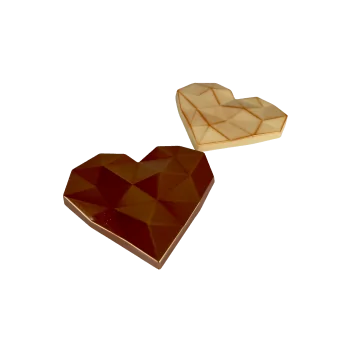 Thermoformed Polycarbonate Chocolate Tablet Mold - Brilliant Heart - 118 mm x 106 mm x 11 mm - 80 gr - 2 cavities