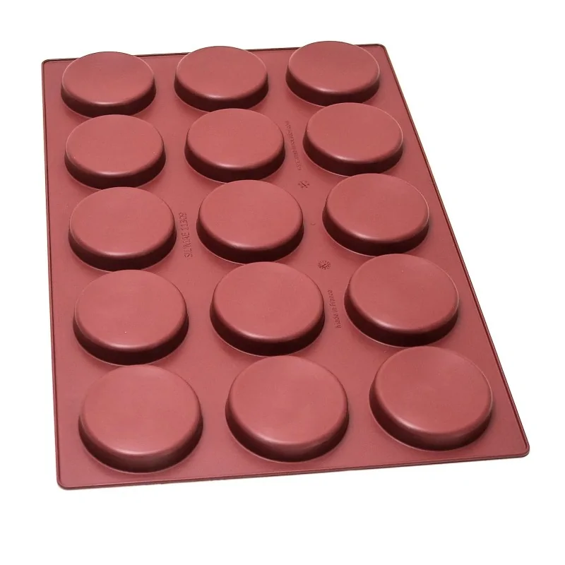 SILMAE Professional Silicone Flat Cylinder Insert Pastry Mold - Cylinder - Ø 100 mm x 20 mm – 150 ml - 15 cavity