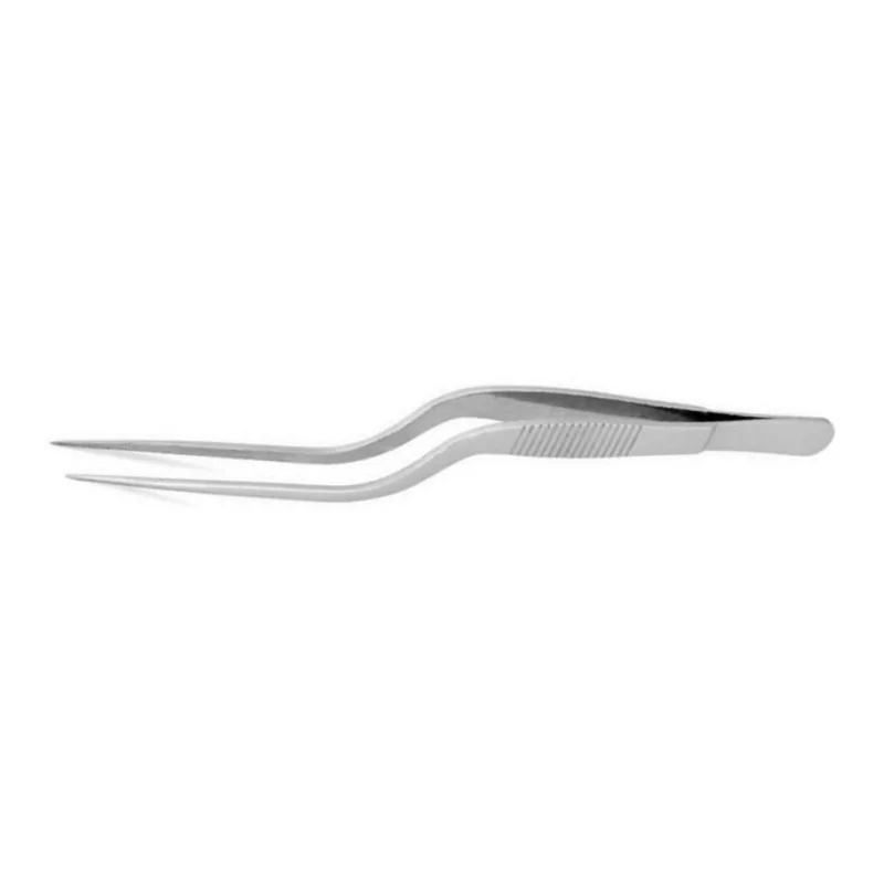 Chef Precision Stainless Steel Curved Tweezers Fine Tip for Plate Decorating - 16 cm