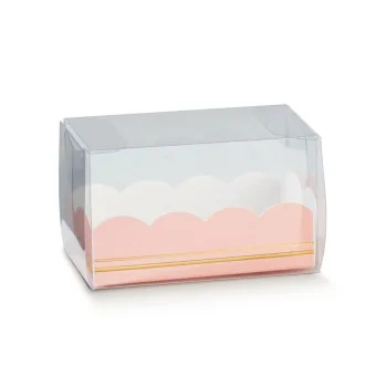 Clear Deluxe Plastic Macarons Gift Pink Insert - 3 Macarons - 80 x 50 x 50 mm - Pack of 50