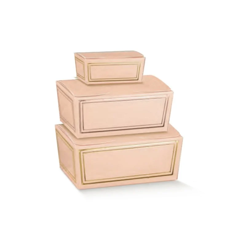 Elegant Pink Classic Chocolate Ballotin Solid Boxes - 1/2 Lb - 6'' x 3.125'' x 2.5''- Pack of 50 pcs