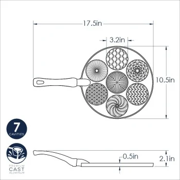 Nordic Ware Cast Aluminum Patterns Pancake Pan - 7 Cavities