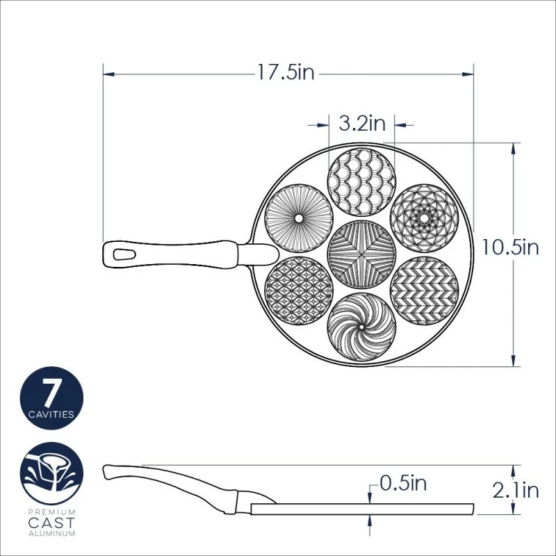 Nordic Ware Cast Aluminum Patterns Pancake Pan - 7 Cavities