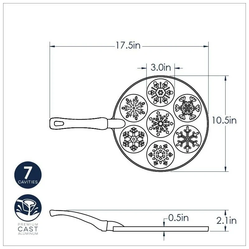 Nordic Ware Cast Aluminum Falling Snowflake Pancake Pan - 7 Cavities