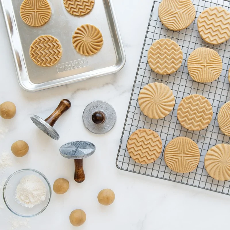 Nordic Ware Cast Aluminum Geo Cast Cookie Stamps - 3 Different Shapes