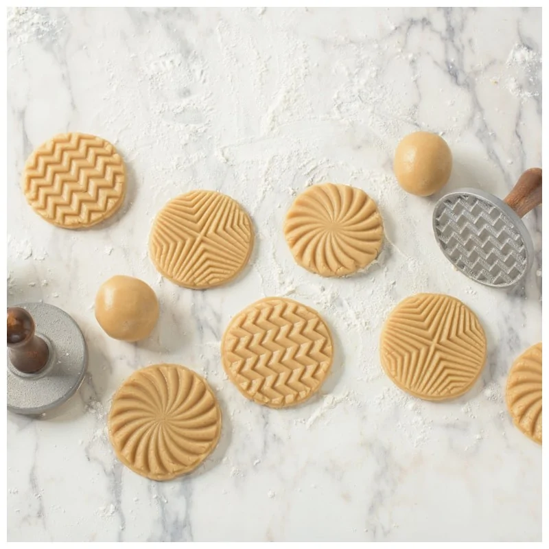 Nordic Ware Cast Aluminum Geo Cast Cookie Stamps - 3 Different Shapes
