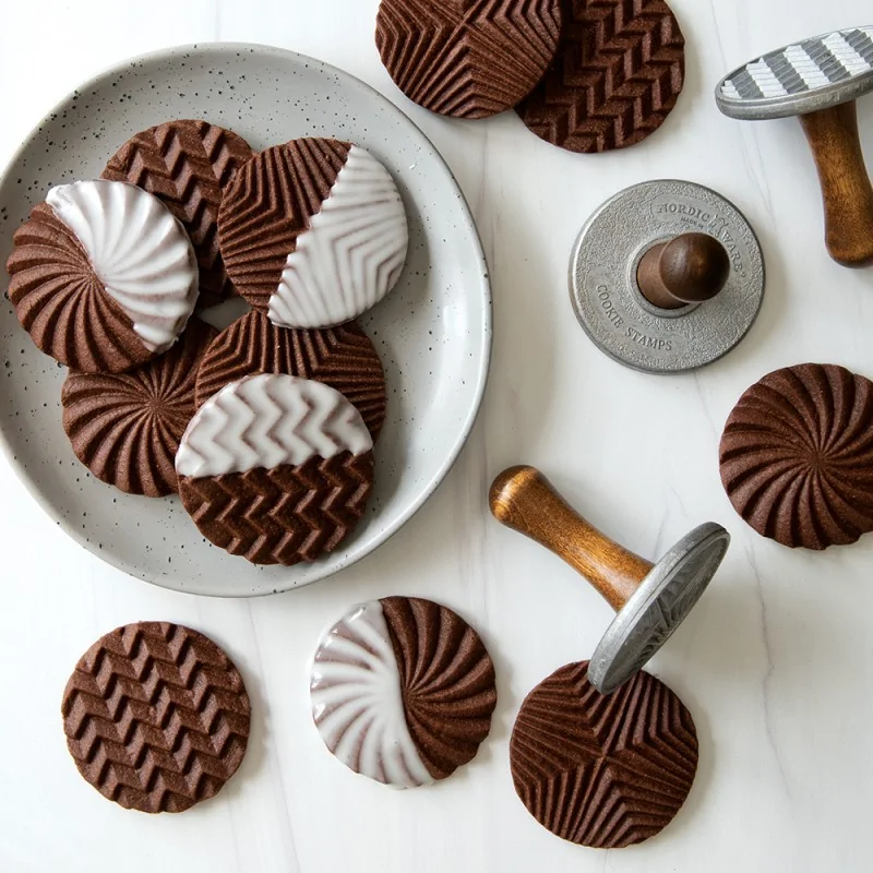 Nordic Ware Cast Aluminum Geo Cast Cookie Stamps - 3 Different Shapes