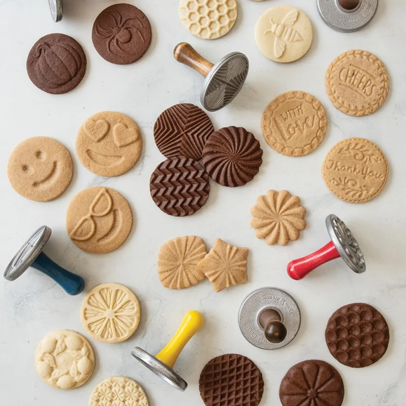 Nordic Ware Cast Aluminum Geo Cast Cookie Stamps - 3 Different Shapes