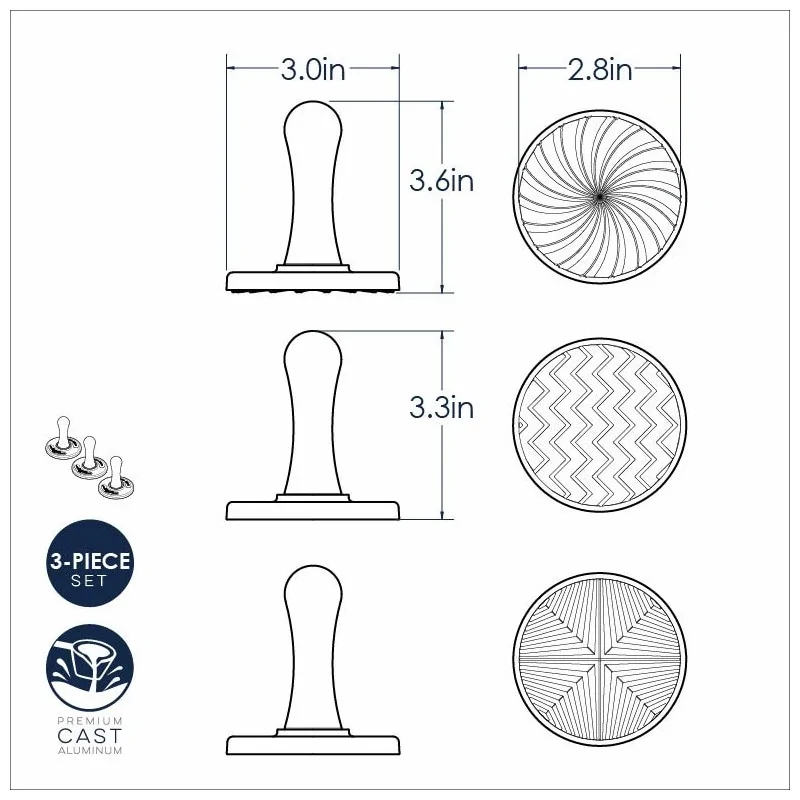 Nordic Ware Cast Aluminum Geo Cast Cookie Stamps - 3 Different Shapes