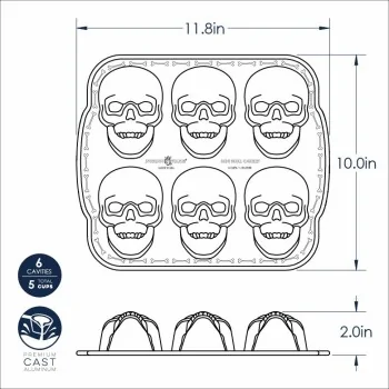 Nordic Ware Cast Aluminum Haunted Skull Cakelet Pan - 6 Cavity