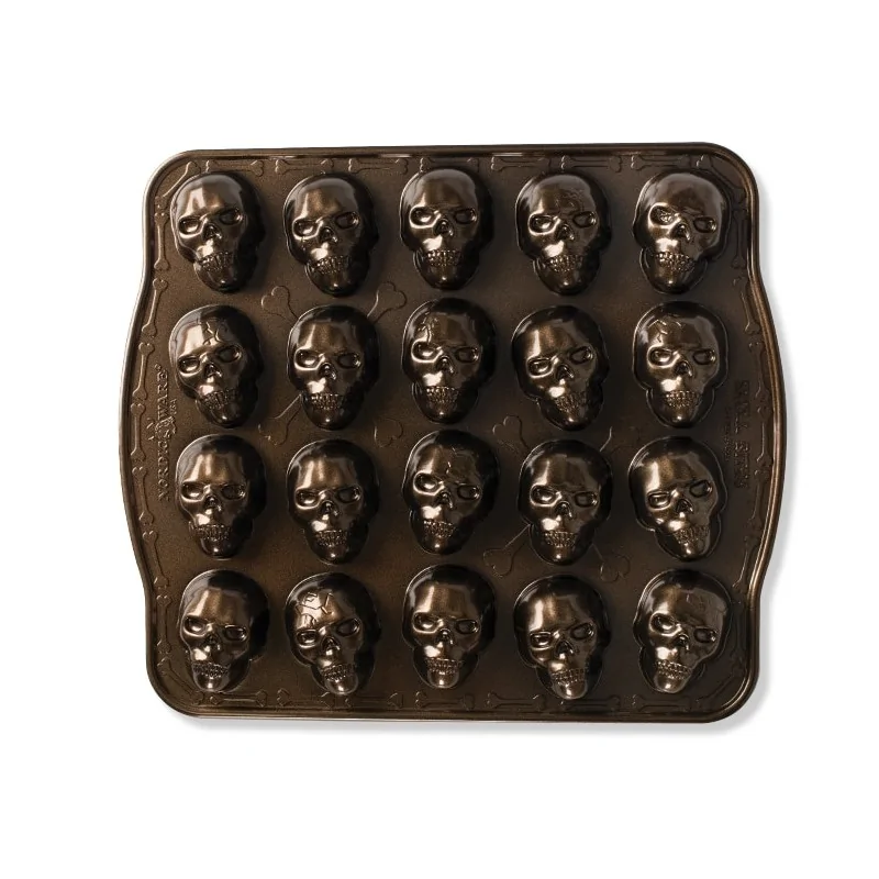 Nordic Ware Cast Aluminum Skull Bites Cakelet Pan - 20 Cavity