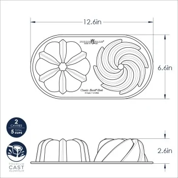 Nordic Ware CommercialCast Aluminum Classic Bundt® Duet Pan - 5 Cup Capacity