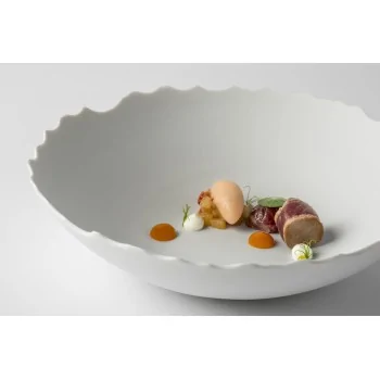 Handcrafted Fine Porcelain Wok Gourmet 25 cm - Height 6 cm - Set of 6