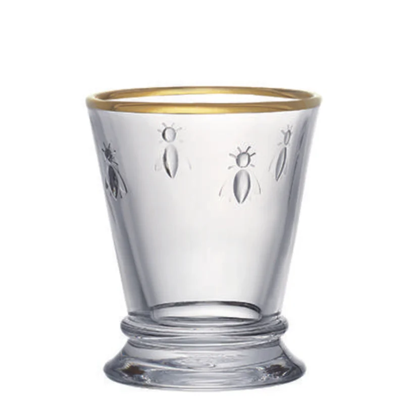 La Rochere Bee Tumbler Ltd Ed Gold Rim Ht: 4"- Diam: 3.5"- Oz: 9 oz. - Set of 4