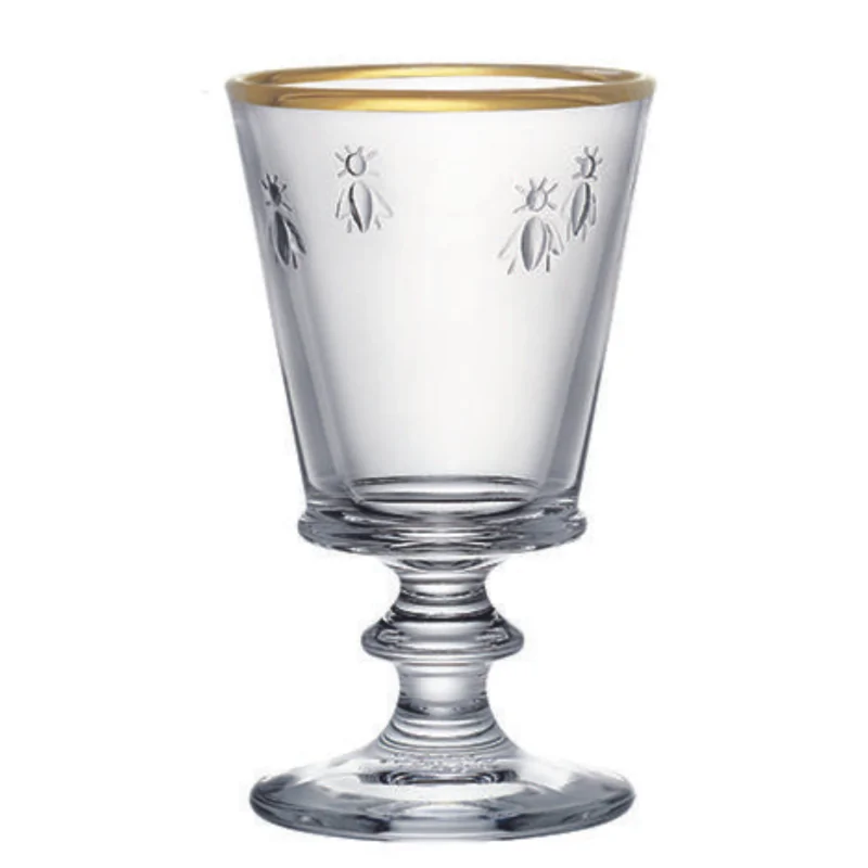 La Rochere Bee Wine Glasses Ltd Ed Gold Rim Ht: 5.5"- Diam: 3.25"- Oz: 8 oz. - Set of 4