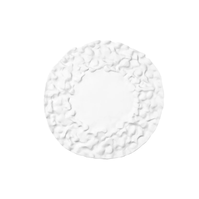 Handcrafted Fine Porcelain Flat Rounded Plate 15 cm - With Glaze - Set of 6