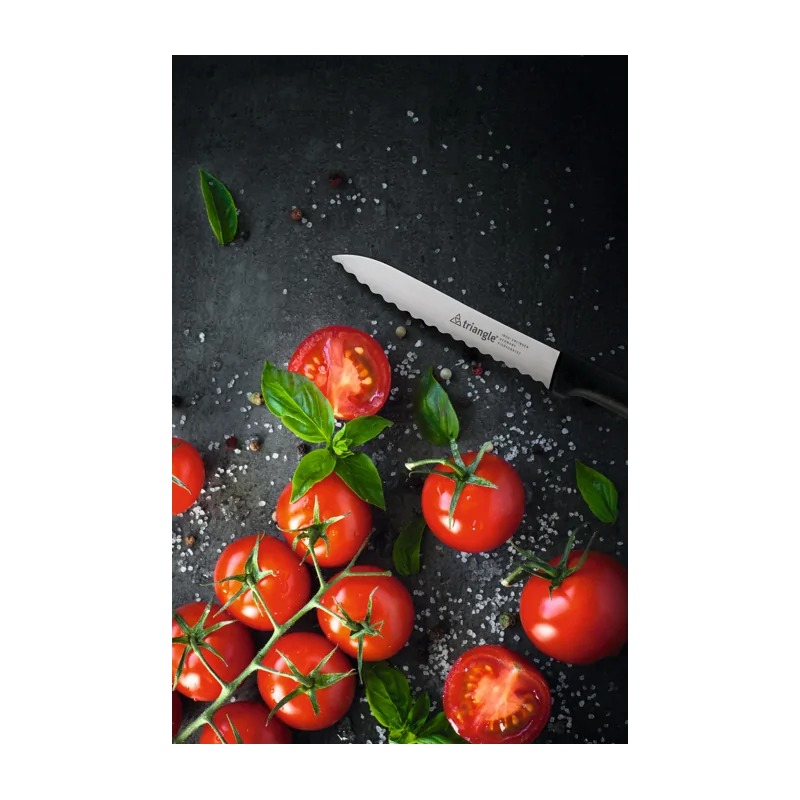 Triangle Tomato Knife. Waved Serration