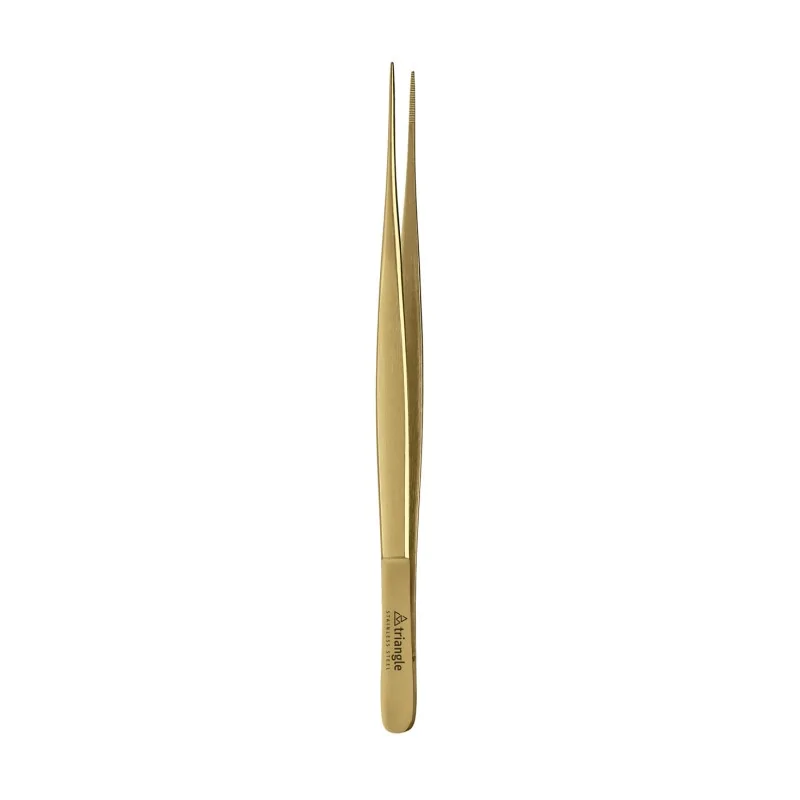 Triangle Tweezers Pointed. Straight 15 cm. Gold. Carded Triangle Tweezers Pointed. Straight 15 cm. Gold. Carded