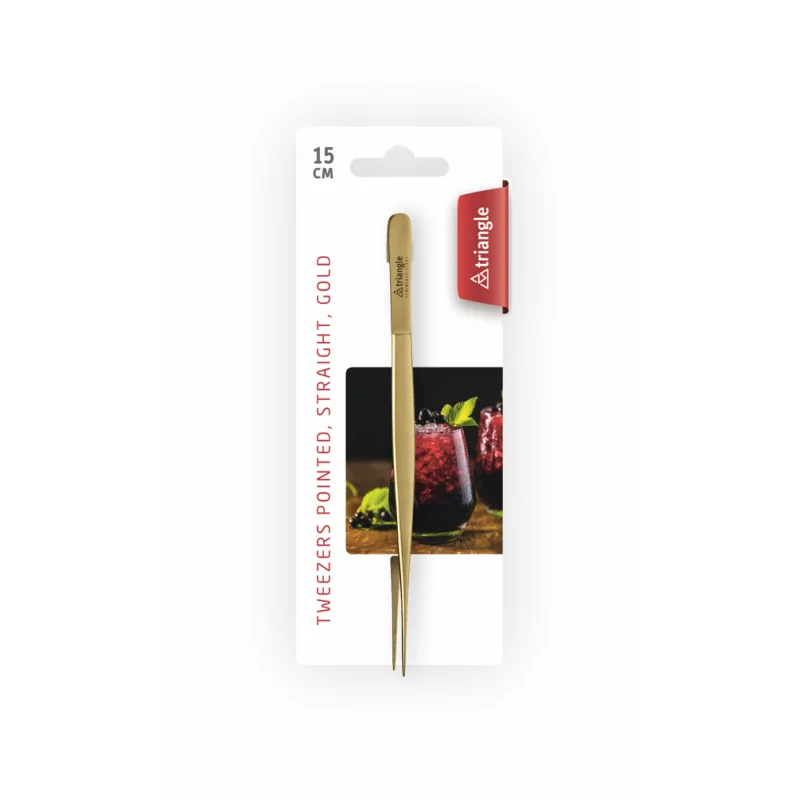 Triangle Tweezers Pointed. Straight 15 cm. Gold. Carded Triangle Tweezers Pointed. Straight 15 cm. Gold. Carded
