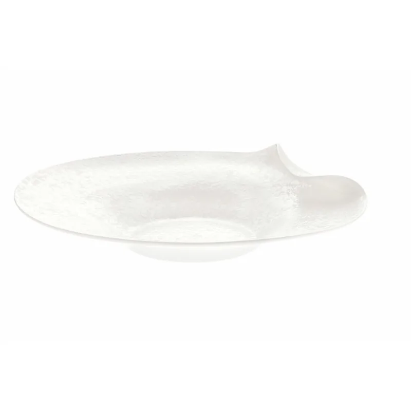 Handcrafted Fine Porcelain Deep Plate Gourmet "Bended" 28 cm - Height 4.5 cm - Set of 4