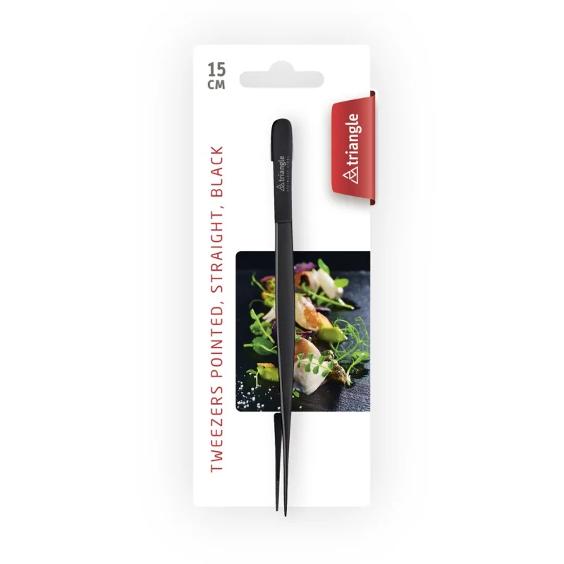 Triangle Tweezers Pointed. Straight 15 cm. Black. Carded
