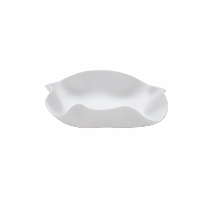 Handcrafted Fine Porcelain Square Leafy 16 cm - Height 4 cm - With Glaze - Set of 6