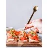 Triangle Chef Tasting Spoon & Tweezers (Golden). Carded