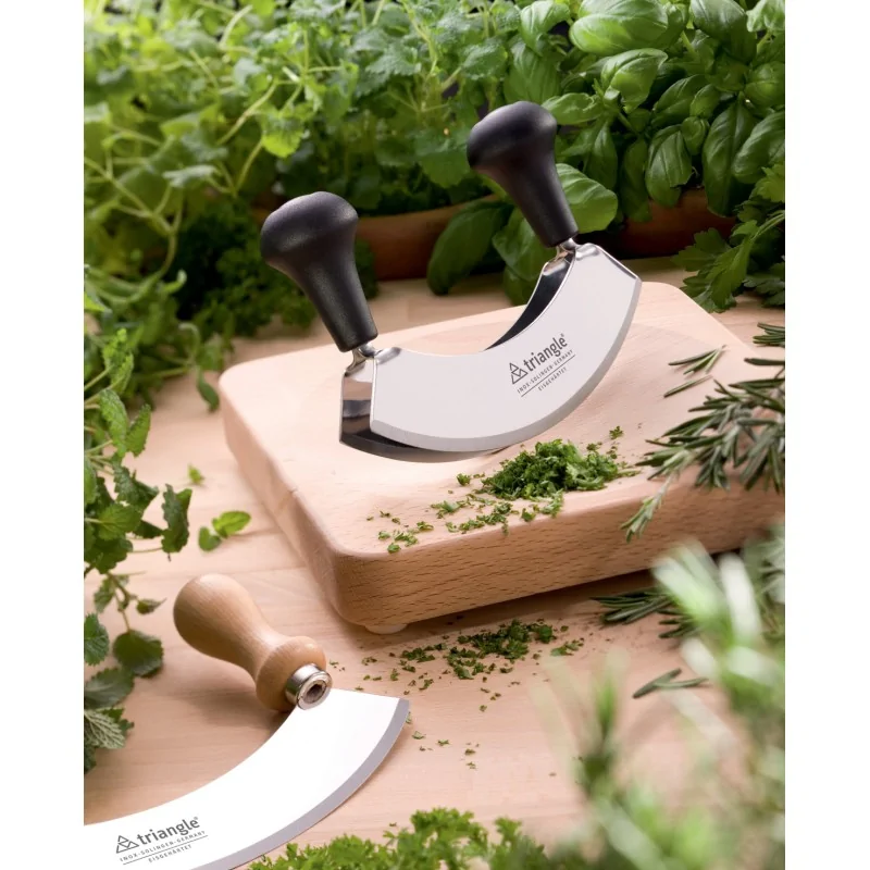 Triangle Mincing Knife 17.5 cm. Double Blade. Tempered. Boxed