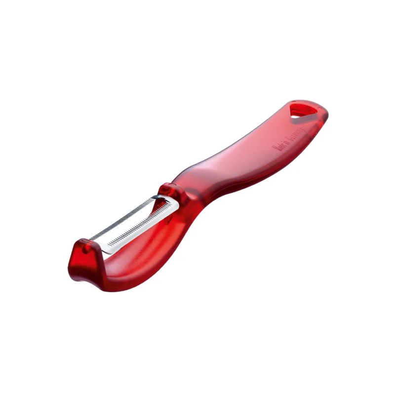 Triangle Vertical Peeler Red. Serrated Blade. Boxed Triangle Vertical Peeler Red. Serrated Blade. Boxed