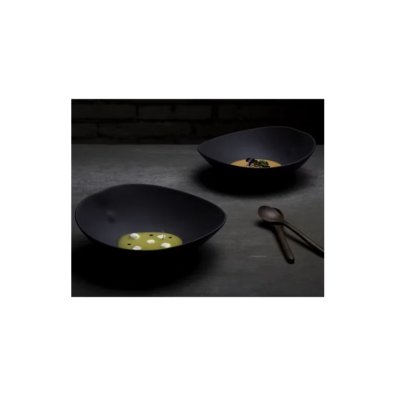 Shell Curved Salad Bowl - Black - 21.5 x 22 x 7.5 cm - Set of 4 Shell Curved Salad Bowl - Black - 21.5 x 22 x 7.5 cm - Set of 4