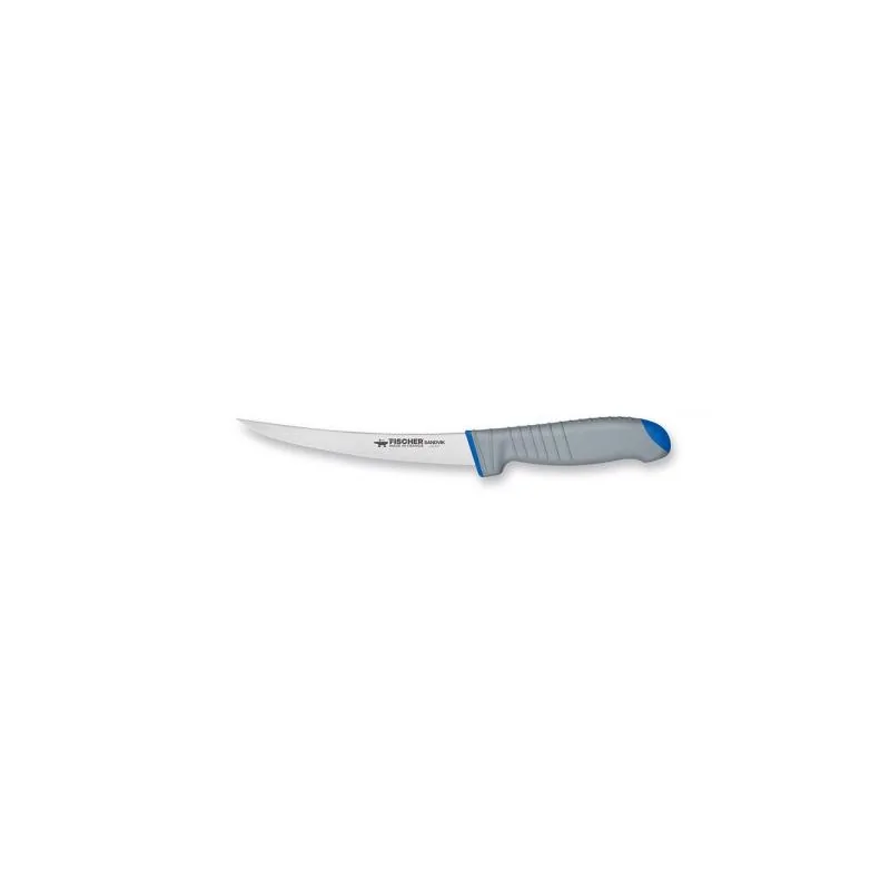FISCHER SANDVIK Boning Knife 15 cm - Stiff Blade - Blue Handle