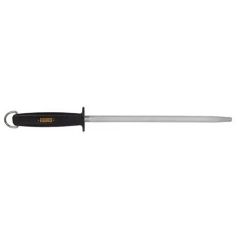 FISCHER Sharpening Round Steel 25 cm - Black Plastic Handle